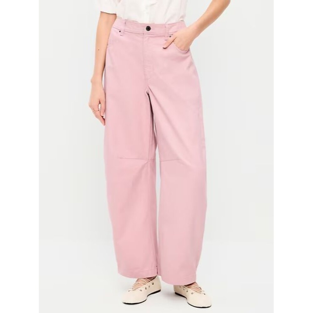 Old Navy Barrel Chino Pants Womens 16 Dusty Pink Extra High Rise NEW